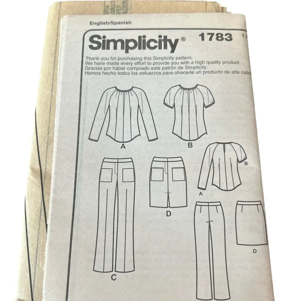 Cynthia Rowley Women's sewing pattern 1785 shirt crop pant skirt sets- Sz 12-20